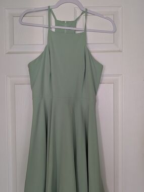 Lulu's Mint Sage Green Midi Halter Dress